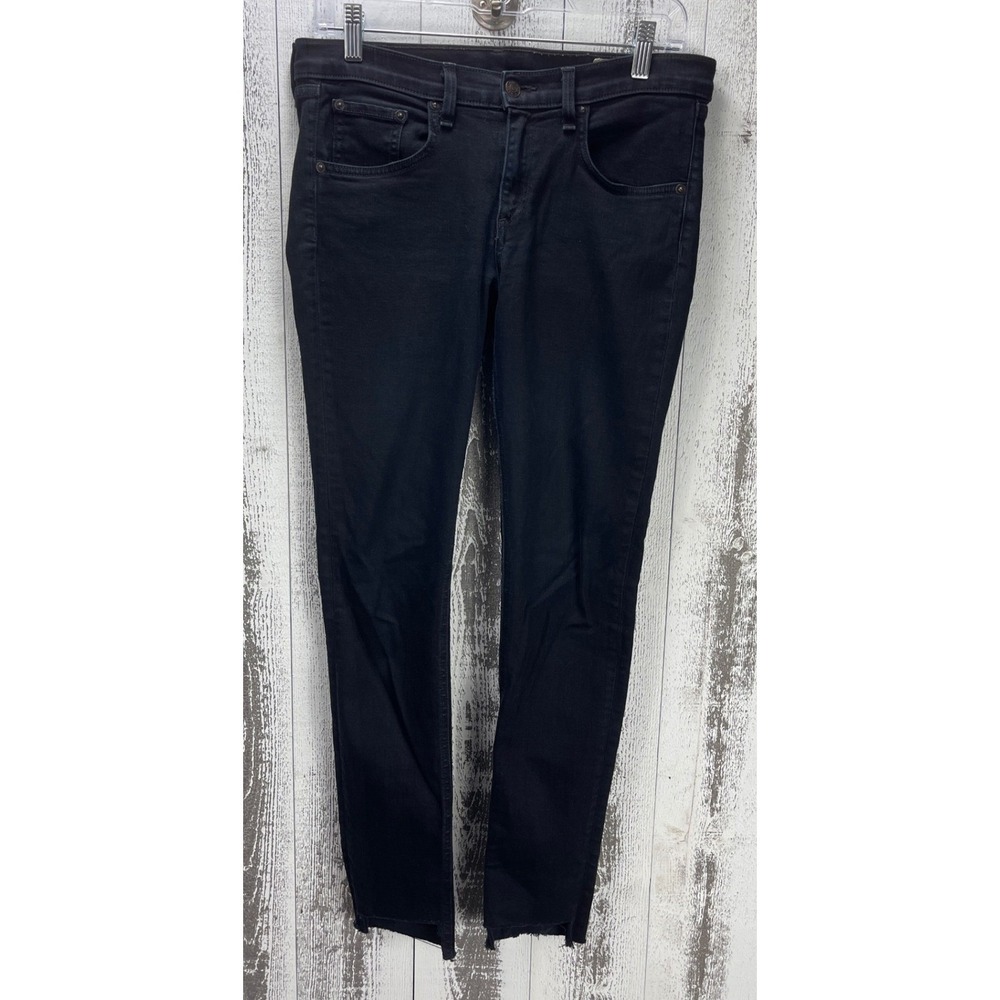 Rag & Bone JEAN Skinny Jeans Womens 28 Coal Black Raw Hem Stretch Made in USA